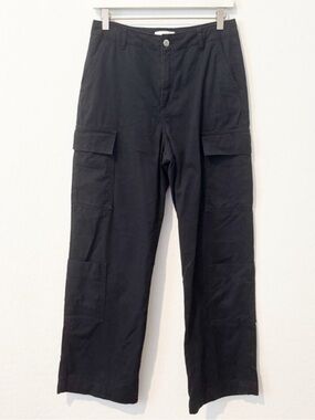HM Cargo Pants Size 6 Faded‎ Black High Rise Wide Leg Baggy Alternative Grunge